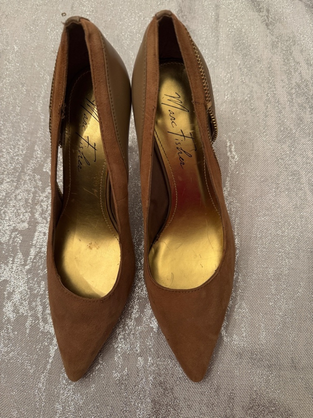 Marc Fisher Brown Pointed-Toe Suede Pumps